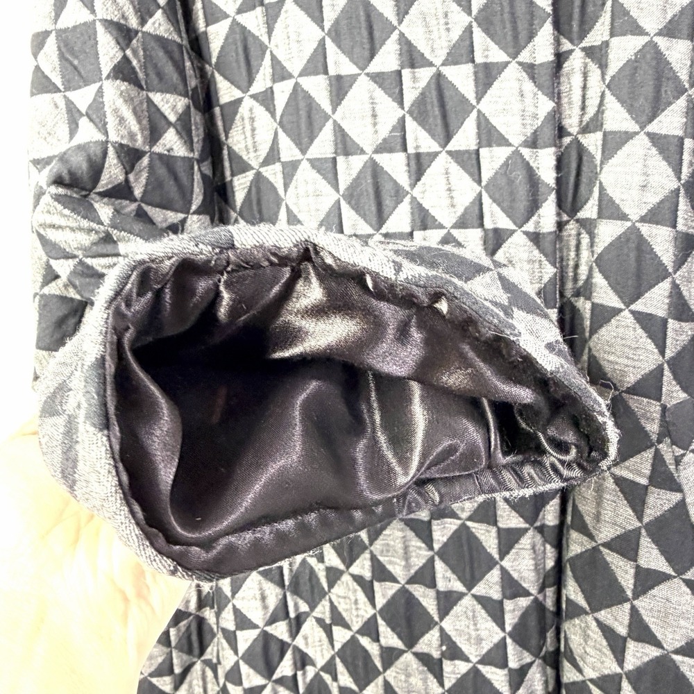 Vintage‎ Quilted Long Wool Coat 2X/3X Made In Italy Black Gray Tumbling Block - Picture 13 of 16